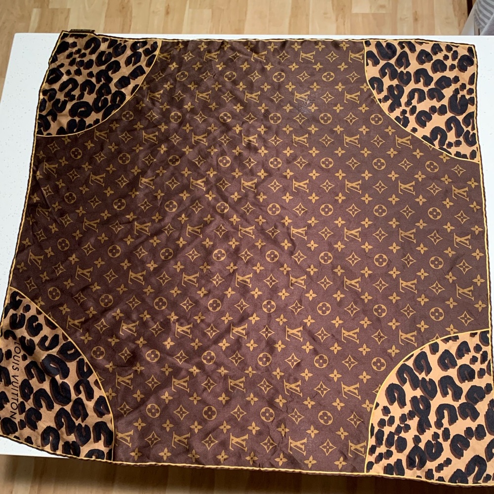 Louis Vuitton Leopard Print + Monogram Scarf